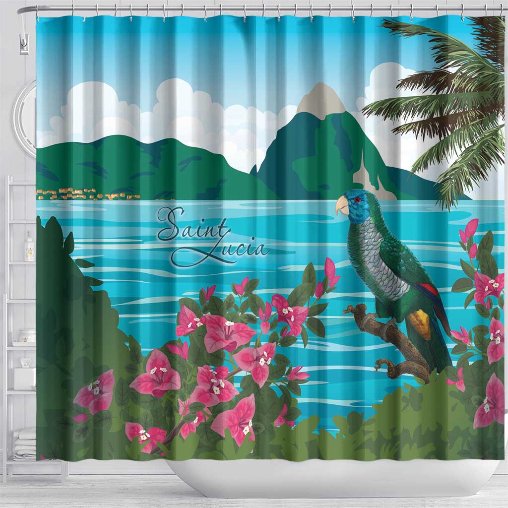 Afro-Saint Lucians Shower Curtain Pitons Landscape