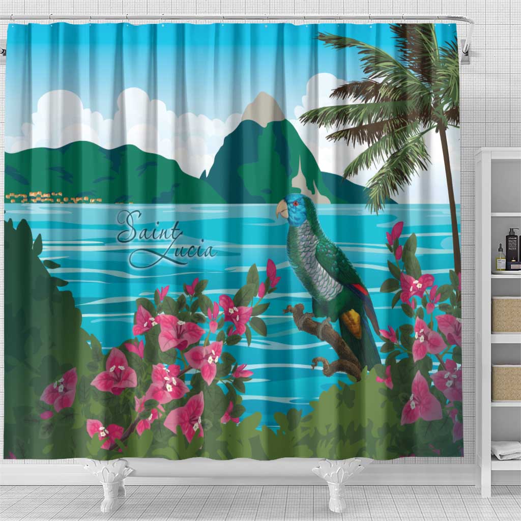 Afro-Saint Lucians Shower Curtain Pitons Landscape