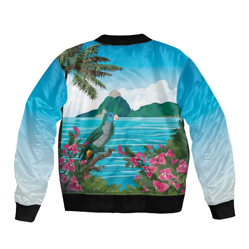 Afro-Saint Lucians Sleeve Zip Bomber Jacket Pitons Landscape
