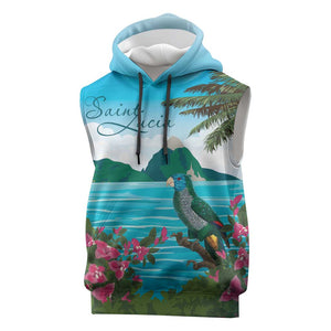 Afro-Saint Lucians Sleeveless Hoodie Pitons Landscape - African Pride