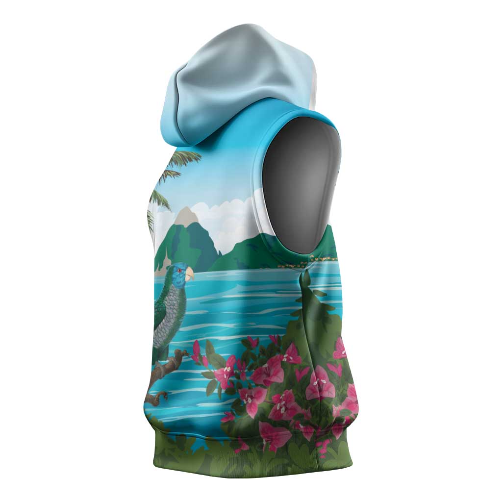 Afro-Saint Lucians Sleeveless Hoodie Pitons Landscape - African Pride