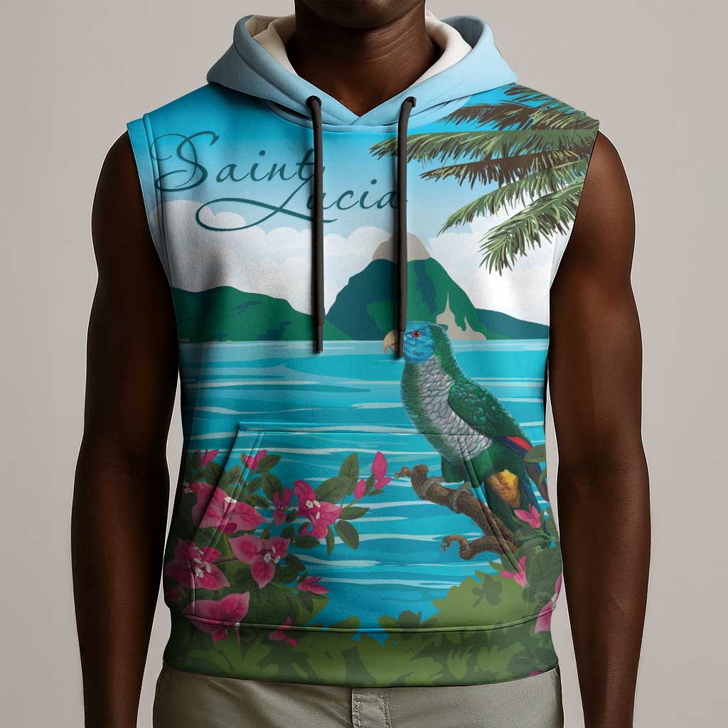 Afro-Saint Lucians Sleeveless Hoodie Pitons Landscape - African Pride