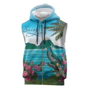 Afro-Saint Lucians Sleeveless Zip Hoodie Pitons Landscape - African Pride
