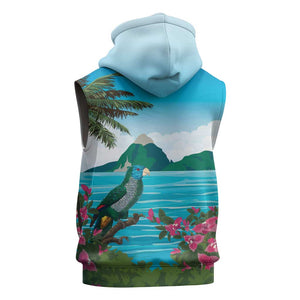 Afro-Saint Lucians Sleeveless Zip Hoodie Pitons Landscape - African Pride