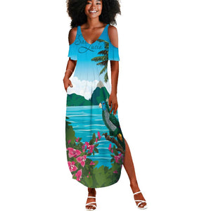 Afro-Saint Lucians Summer Maxi Dress Pitons Landscape