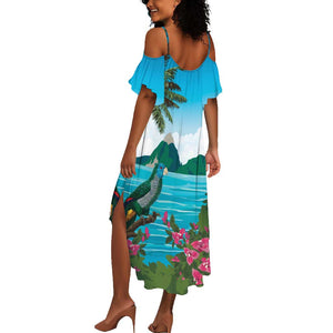 Afro-Saint Lucians Summer Maxi Dress Pitons Landscape