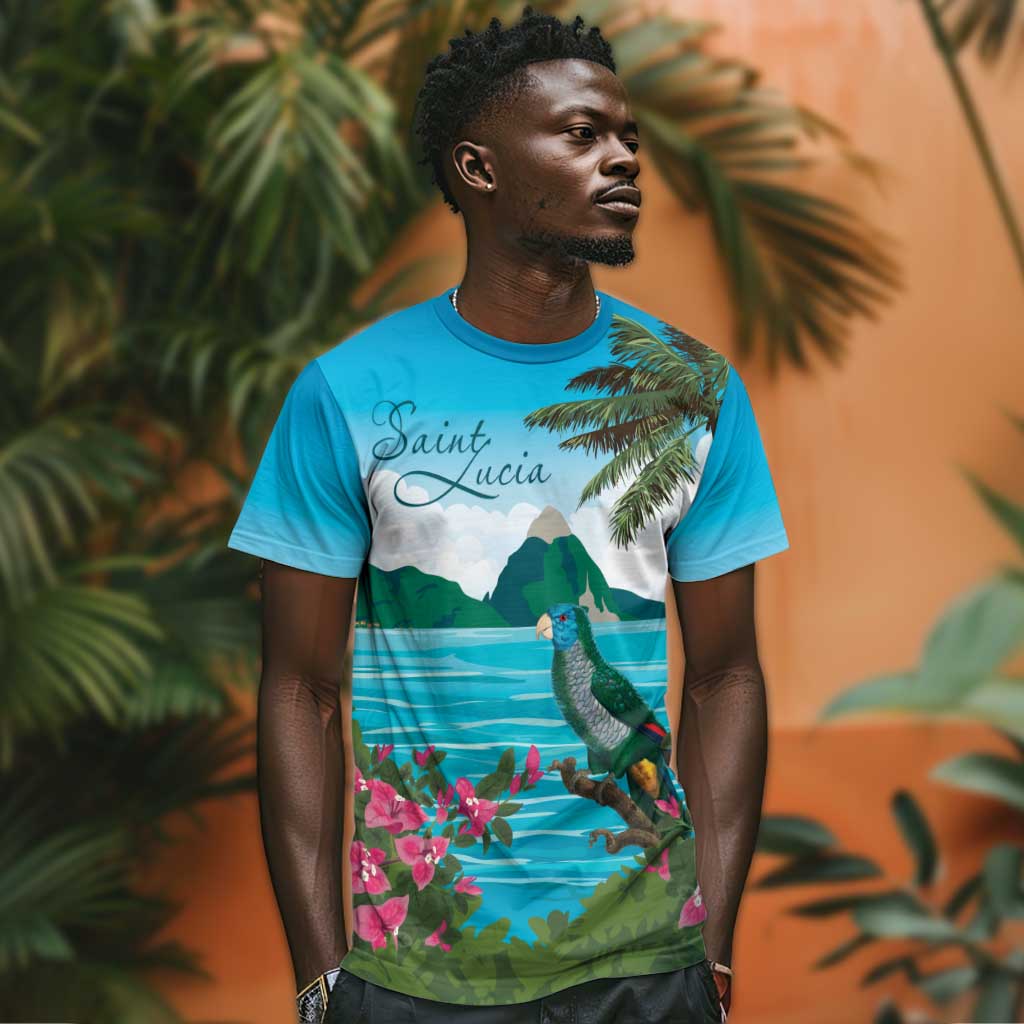 Afro-Saint Lucians T shirt Pitons Landscape
