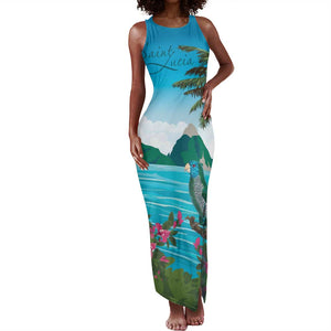 Afro-Saint Lucians Tank Maxi Dress Pitons Landscape