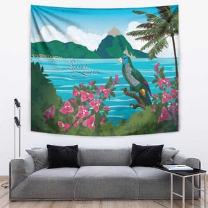 Afro-Saint Lucians Tapestry Pitons Landscape