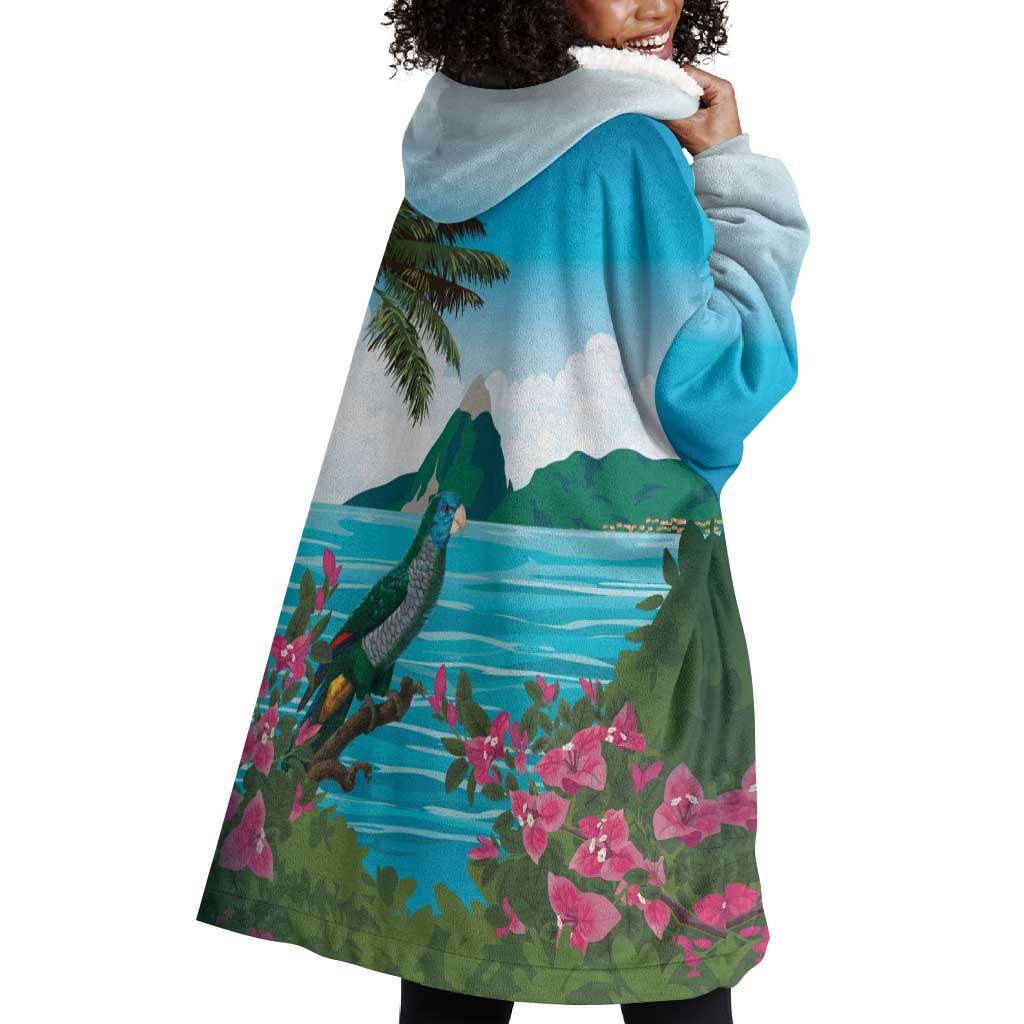 Afro-Saint Lucians Wearable Blanket Hoodie Pitons Landscape