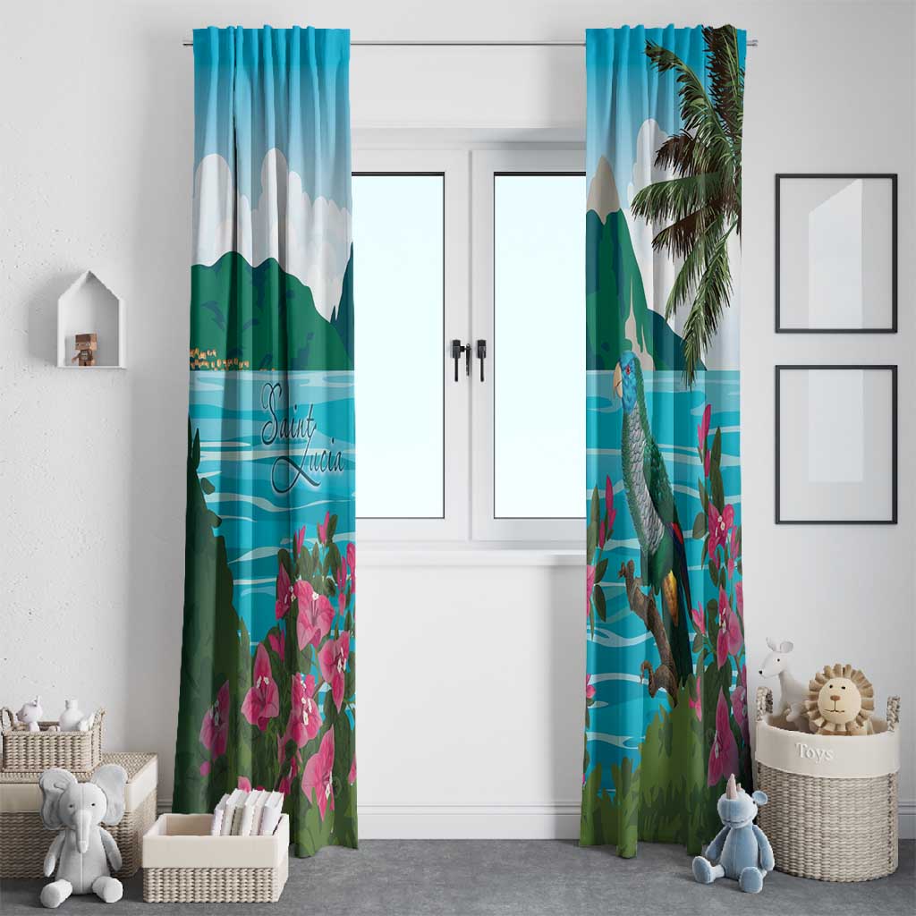 Afro-Saint Lucians Window Curtain Pitons Landscape