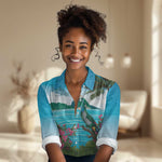 Afro-Saint Lucians Women Casual Shirt Pitons Landscape