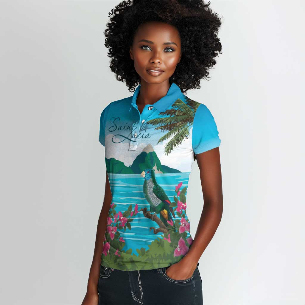 Afro-Saint Lucians Women Polo Shirt Pitons Landscape