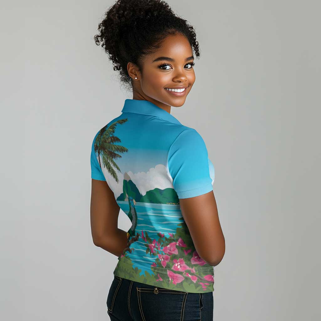 Afro-Saint Lucians Women Polo Shirt Pitons Landscape