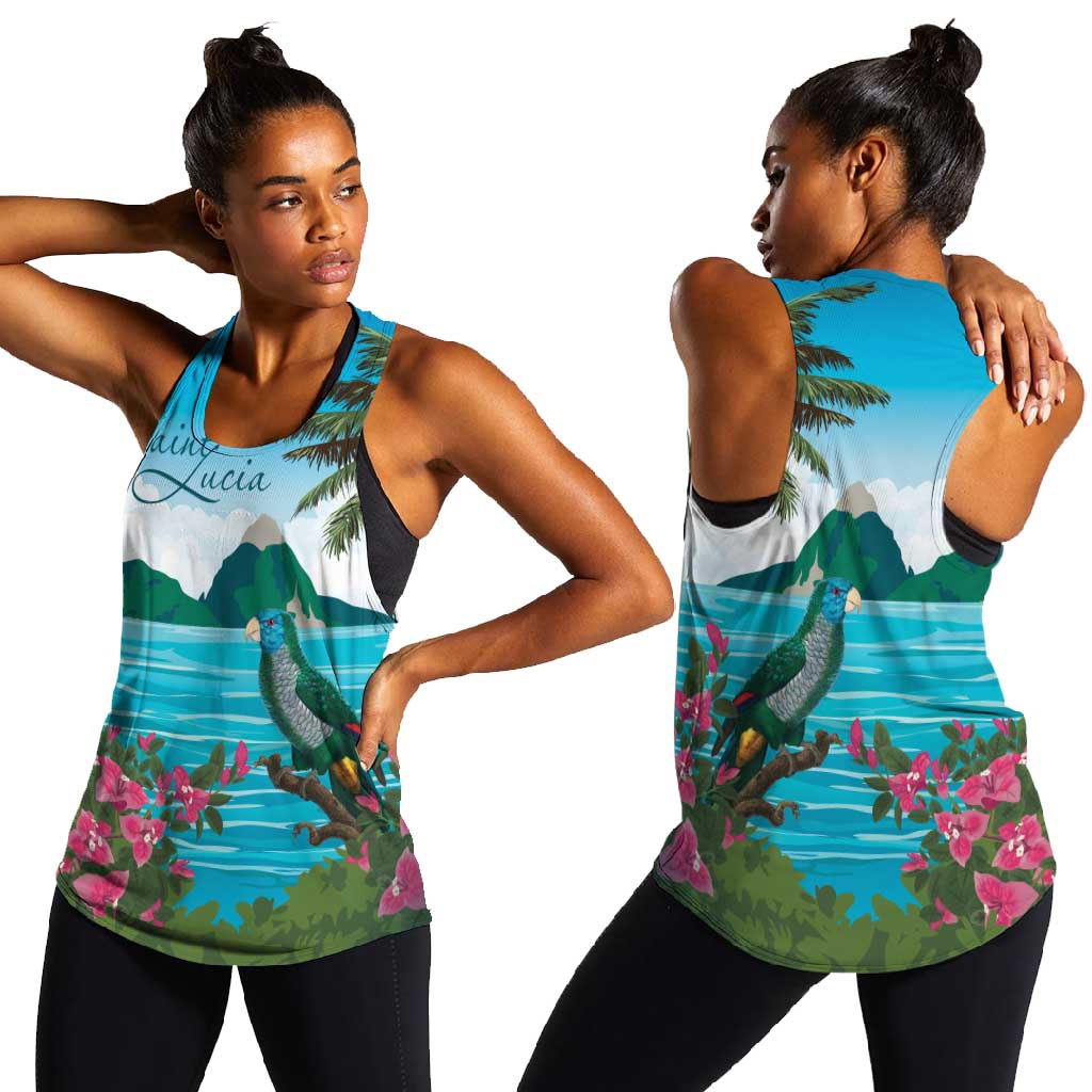 Afro-Saint Lucians Women Racerback Tank Pitons Landscape
