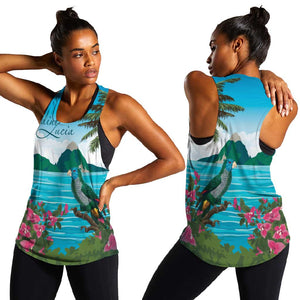 Afro-Saint Lucians Women Racerback Tank Pitons Landscape