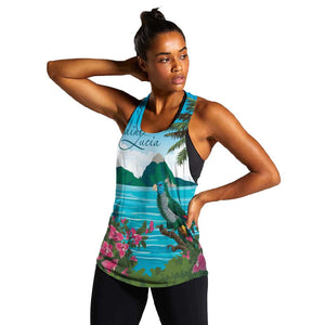 Afro-Saint Lucians Women Racerback Tank Pitons Landscape