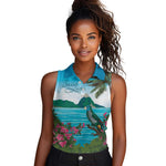 Afro-Saint Lucians Women Sleeveless Polo Shirt Pitons Landscape