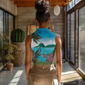 Afro-Saint Lucians Women Sleeveless Polo Shirt Pitons Landscape