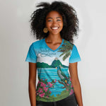 Afro-Saint Lucians Women V-Neck T-Shirt Pitons Landscape