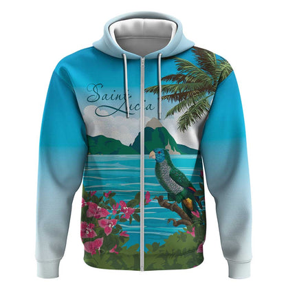 Afro-Saint Lucians Zip Hoodie Pitons Landscape