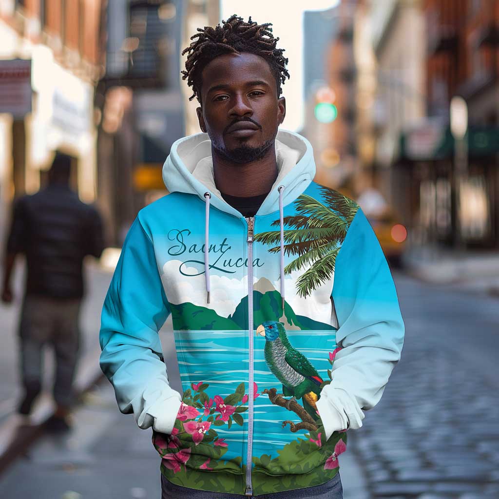 Afro-Saint Lucians Zip Hoodie Pitons Landscape