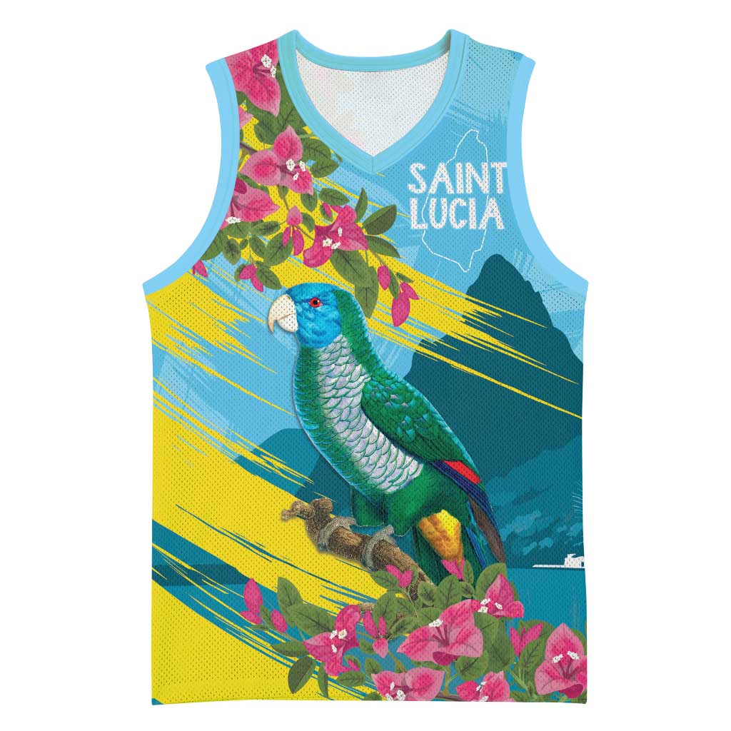 Saint Lucia Afro Basketball Jersey Tropical Vibes - African Pride