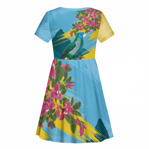 Saint Lucia Afro Kid Short Sleeve Dress Tropical Vibes