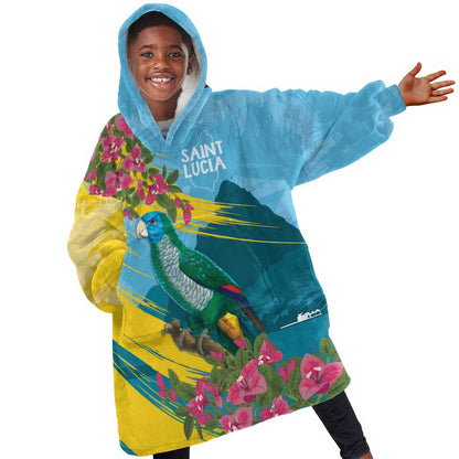 Saint Lucia Afro Kid Wearable Blanket Hoodie Tropical Vibes