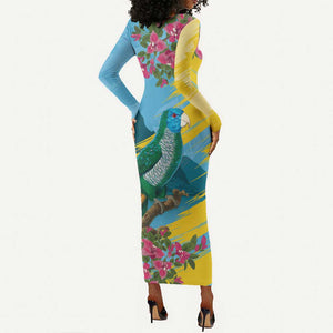 Saint Lucia Afro Long Sleeve Bodycon Dress Tropical Vibes LT7
