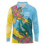 Saint Lucia Afro Long Sleeve Polo Shirt Tropical Vibes