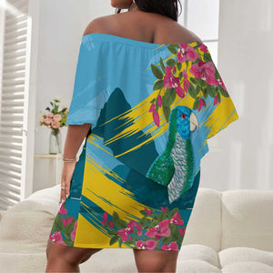 Saint Lucia Afro Off Shoulder Short Dress Tropical Vibes