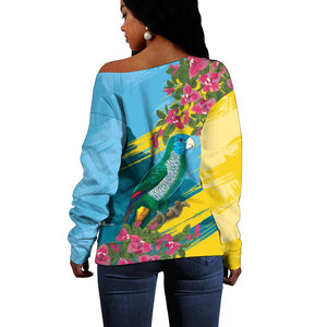 Saint Lucia Afro Off Shoulder Sweater Tropical Vibes
