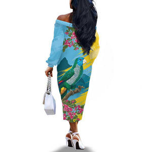 Saint Lucia Afro Off The Shoulder Long Sleeve Dress Tropical Vibes