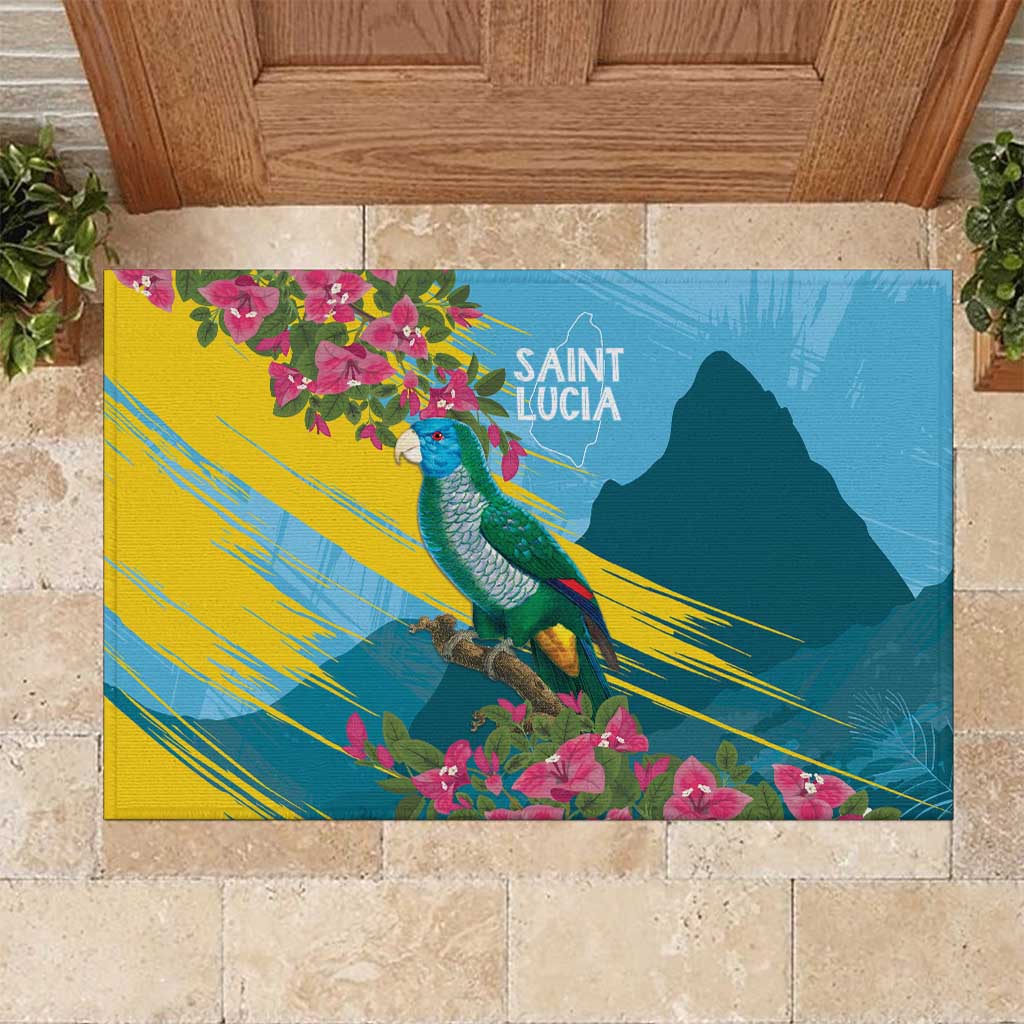 Saint Lucia Afro Rubber Doormat Tropical Vibes