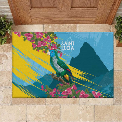 Saint Lucia Afro Rubber Doormat Tropical Vibes