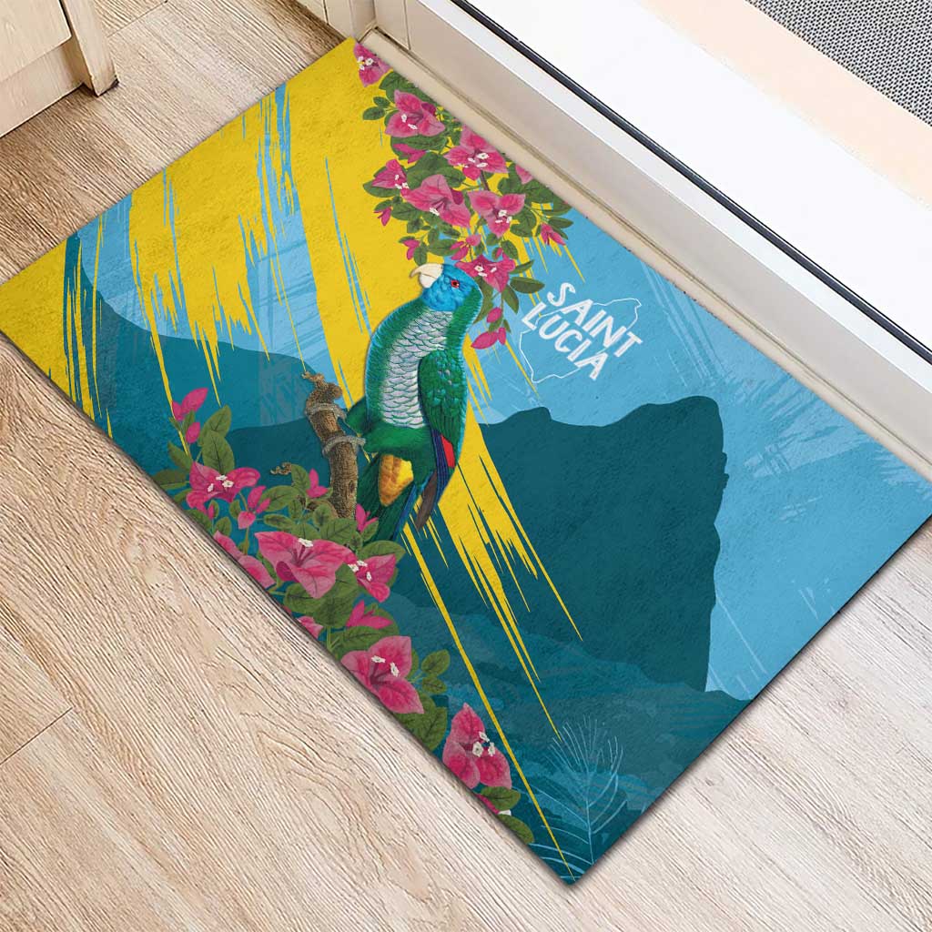Saint Lucia Afro Rubber Doormat Tropical Vibes