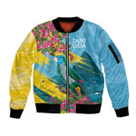 Saint Lucia Afro Sleeve Zip Bomber Jacket Tropical Vibes