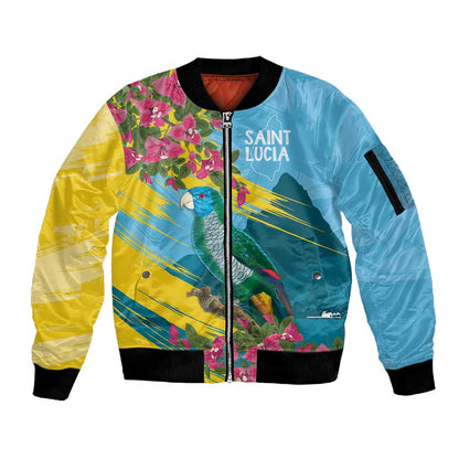 Saint Lucia Afro Sleeve Zip Bomber Jacket Tropical Vibes
