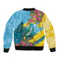 Saint Lucia Afro Sleeve Zip Bomber Jacket Tropical Vibes