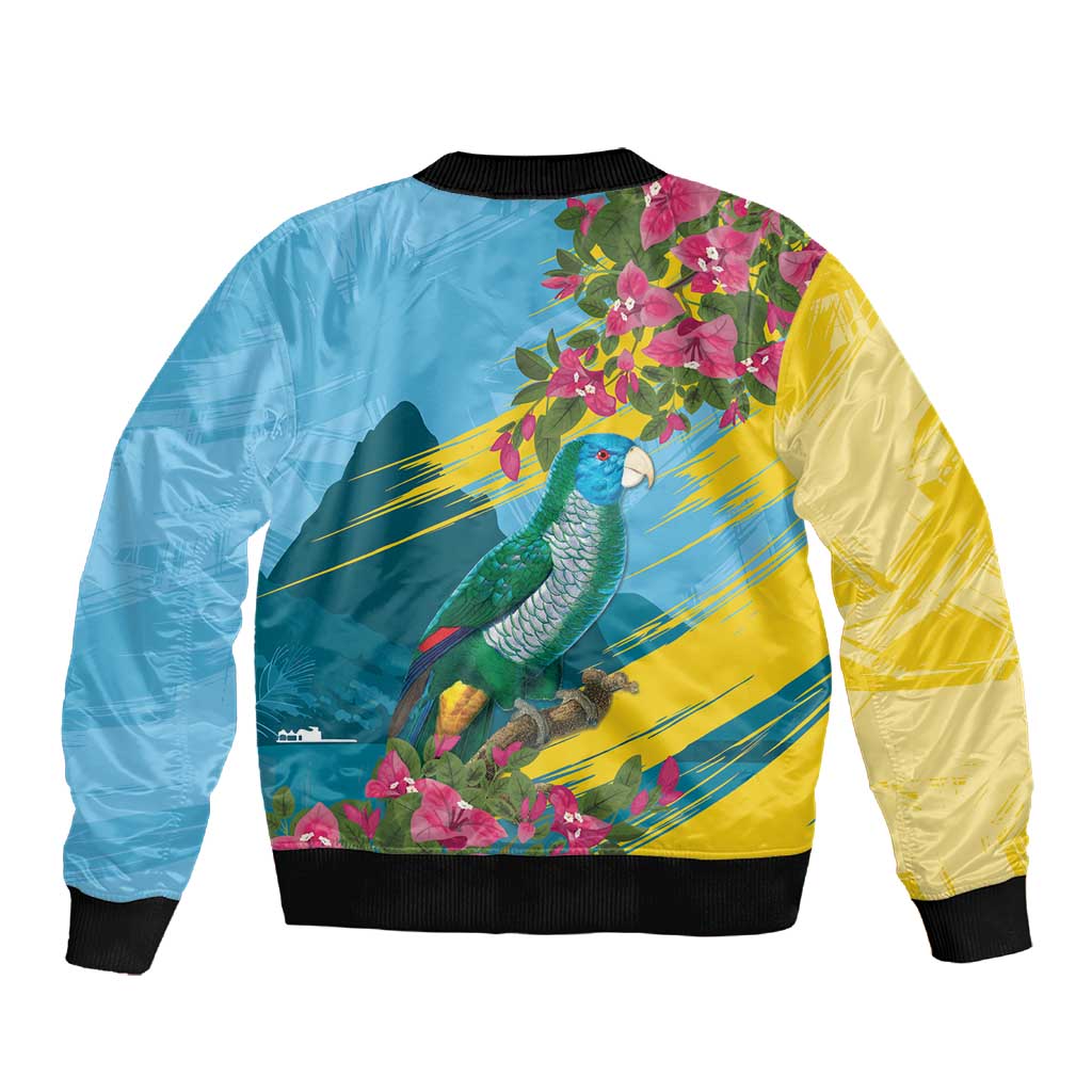 Saint Lucia Afro Sleeve Zip Bomber Jacket Tropical Vibes