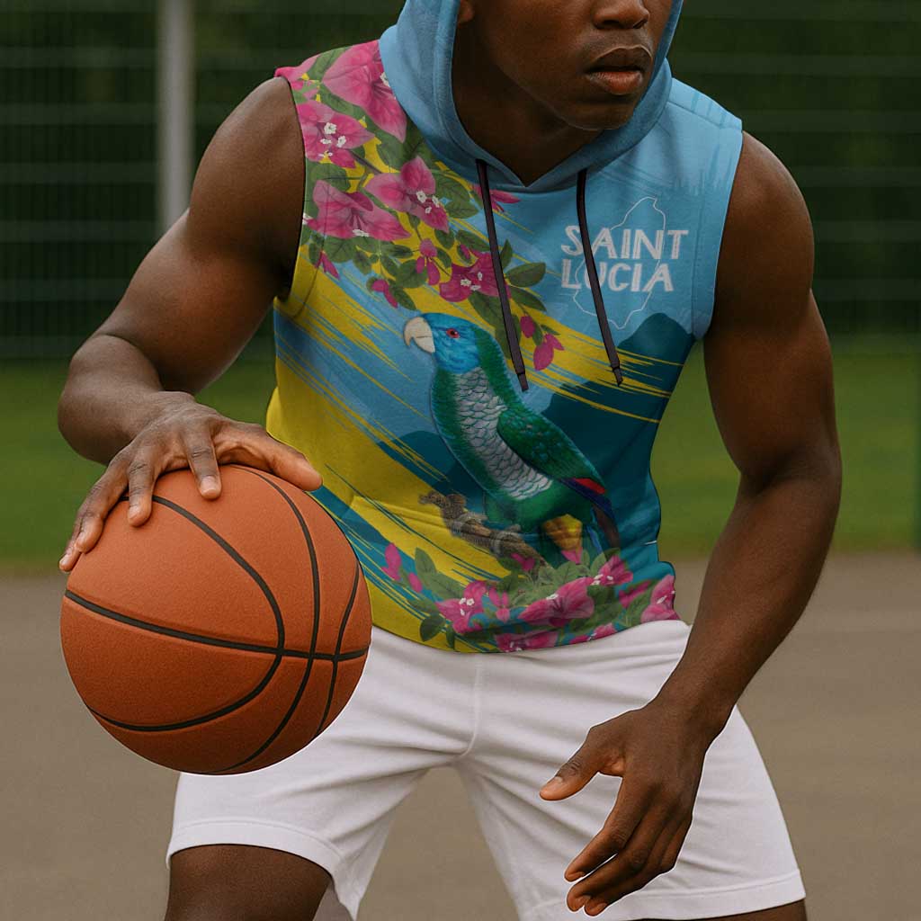 Saint Lucia Afro Sleeveless Hoodie Tropical Vibes - African Pride