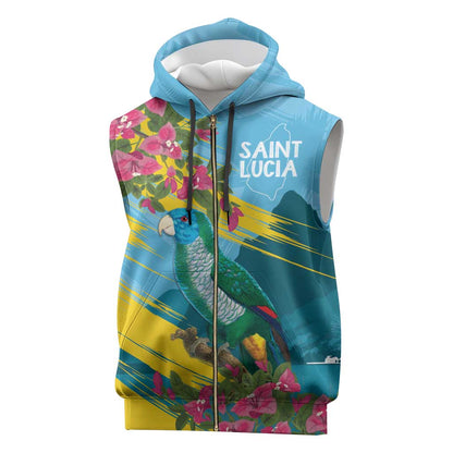 Saint Lucia Afro Sleeveless Zip Hoodie Tropical Vibes - African Pride
