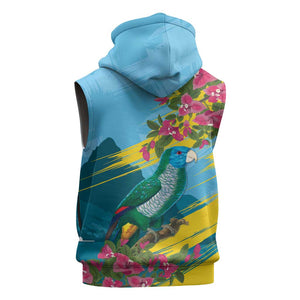 Saint Lucia Afro Sleeveless Zip Hoodie Tropical Vibes - African Pride