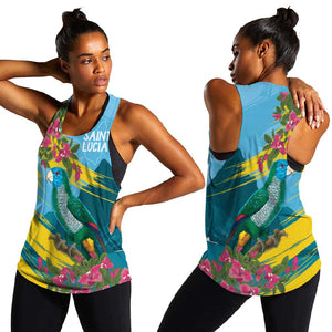 Saint Lucia Afro Women Racerback Tank Tropical Vibes
