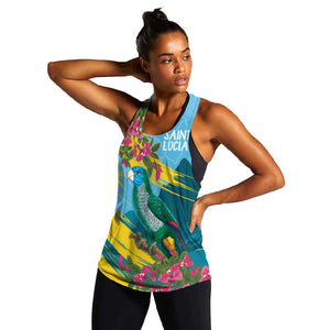 Saint Lucia Afro Women Racerback Tank Tropical Vibes