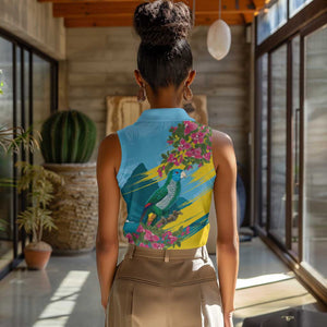 Saint Lucia Afro Women Sleeveless Polo Shirt Tropical Vibes