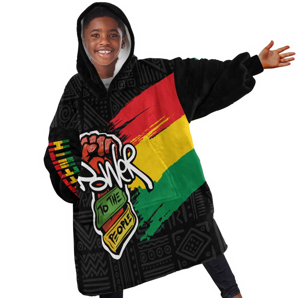 Juneteenth Kid Wearable Blanket Hoodie Power To The People