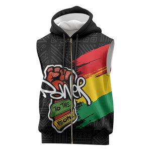 Juneteenth Sleeveless Zip Hoodie Power To The People - African Pride