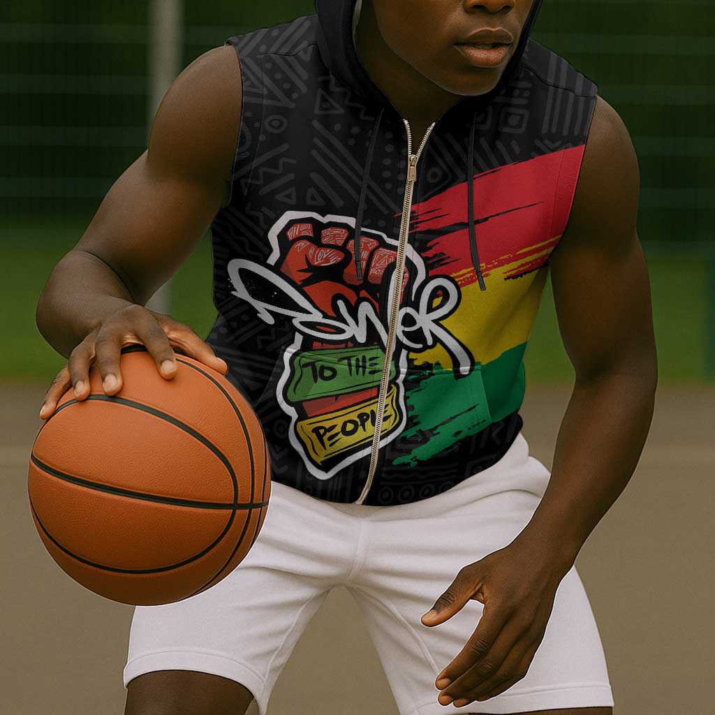 Juneteenth Sleeveless Zip Hoodie Power To The People - African Pride